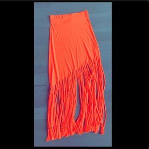 Women’s stretchy fringe long skirt